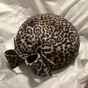 Hand Made Leopard Print Bow Pillbox Hat - Brown & Black